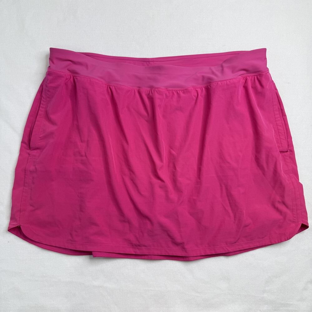 Lands' End Swim Skirt Womens 2X Pink Built In Brief Lined Pockets Stretch Plus